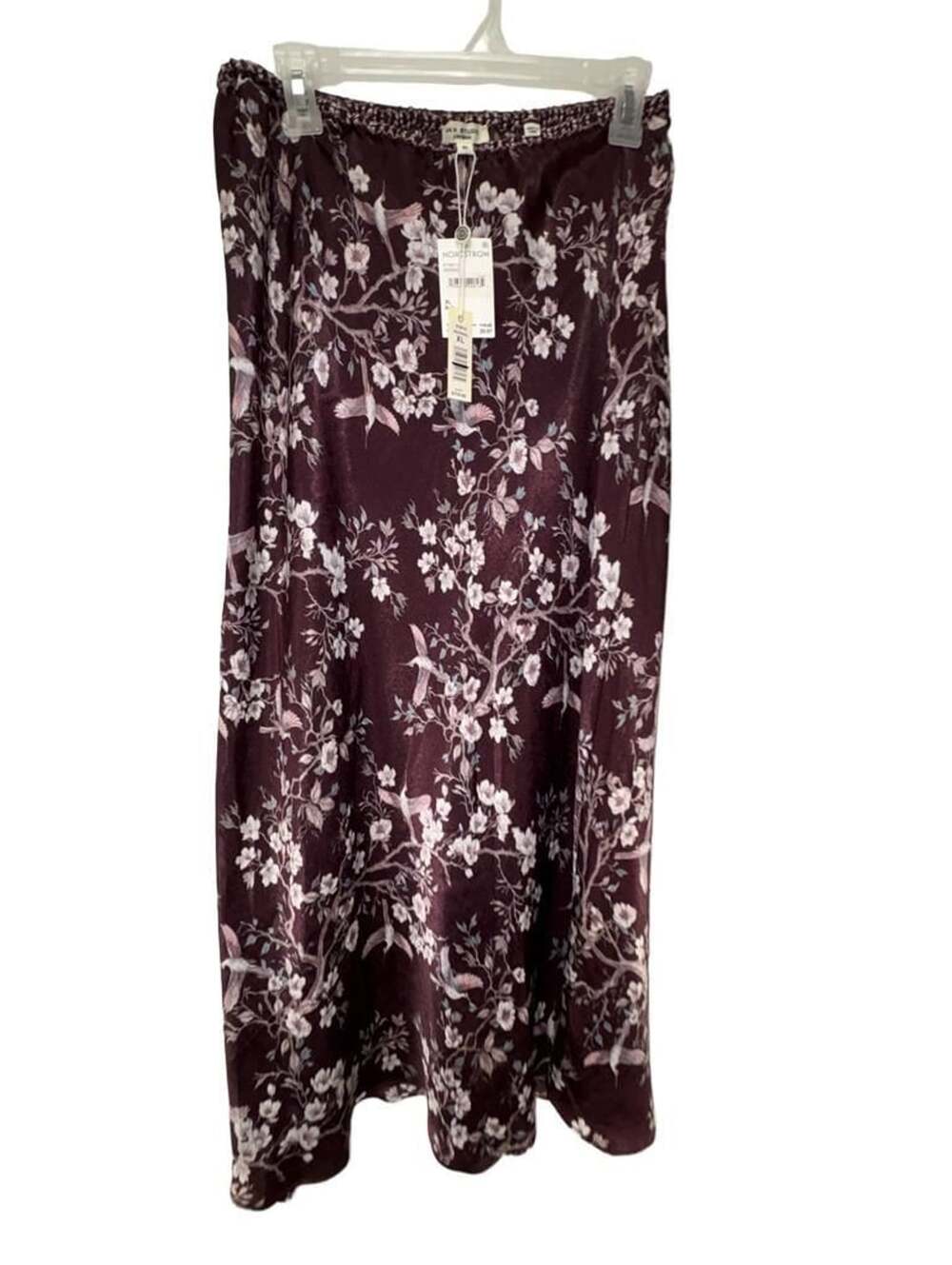 Max Studio London Skirt Size XL Burgundy Floral Midi